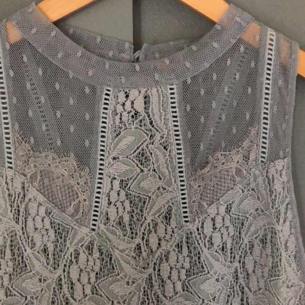 Free People Gray Lace Blouse
